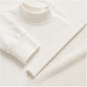 Sweat-shirt surdimensionné personnalisé en ivoire pour femme, col montant, fentes latérales, ourlet incurvé, tunique pull WSS-0039 - Product Image 6