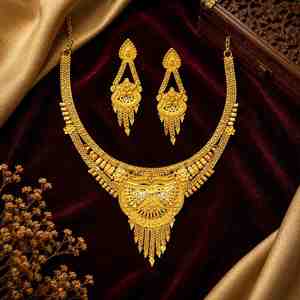 สร้อยคอและต่างหูชุดเซ็ตสำหรับผู้หญิง ดีไซน์ดอกไม้ ชุบทอง 14K 18K 24K แบบขายส่ง - Product Image 2