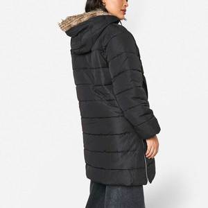 Parka Femme Hiver Chic et Tendance, Coupe Slim, Couleur Unie Noire, Longueur Genou, Style Américain et Européen - Product Image 4