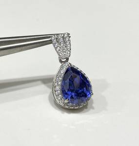 Colgante de Tanzanita y Topacio Blanco con Corte Perla, Gema en Plata de Ley, Joyería de Piedra de Nacimiento de Diciembre - Product Image 4