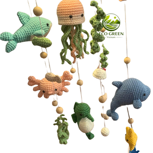 Wholesale Handmade Crochet Nursery Mobile Personalized Baby Room Decor with Custom <b>Name</b> and Wooden <b>Ring</b> - Product Image 4