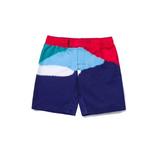 Shorts de Baño para Hombre de Secado Rápido con Bloques de Color, Estampado por Sublimación, Corte Regular, Poliéster, Azul, Rojo, Verde Azulado - Product Image 1
