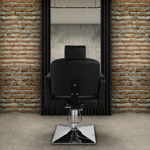 Poltrona da Barbiere Reclinabile in Pelle PVC con Piastra Quadrata e Poggiapiedi, Telaio in Acciaio Galvanizzato, Capacità 300 libbre, Nera HZ8897B N001 - Product Image 6