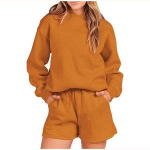 Vêtements pour femmes, sweat-shirt court à capuche, pantalon de jogging ample à jambes larges, ensemble 2 pièces, tenue décontractée, vêtements de sport - Product Image 5