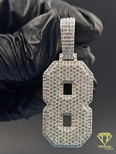 Moissanite Diamond <b>Iced</b> <b>Out</b> 8 Pendant Hip Hop Necklace Luxury Bling <b>Chain</b> Custom Number Jewelry Gift For Men - Product Image 2