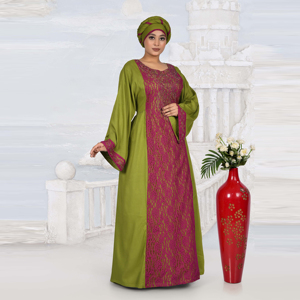 Kaftan modeste en rayonne avec panneau en dentelle brodée, élégant, à devant ouvert, manches longues décontractées, longueur ras du sol, idéal pour les occasions de l'Aïd - Product Image 2