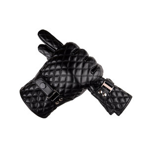 Gants en cuir PU noir matelassé de qualité supérieure avec doublure en fausse fourrure, style rétro, longueur poignet, thermiques, pour l'hiver et les occasions décontractées - Product Image 2