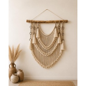 Highest Quality Macrame Wall Hanging Natural Fiber Art Piece Irregular Shape Home Decor Living Room <b>Single</b>-Piece Package - Product Image 5