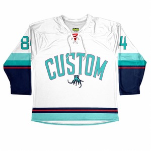 Maillots de hockey sur glace personnalisés OEM, design personnalisé, drapeau imprimé, nom/nombre en twill, couleurs et logos personnalisés pour les clubs, les équipes et les ligues - Product Image 3