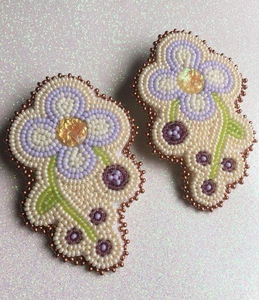 Pendientes de copa de vino con cuentas de rosa y naranja hechos a mano, con base de fieltro, estilo floral, joyería de moda para bodas - Product Image 4