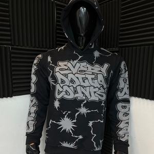 High Quality Customized All-Over Screen Print Design Men's Pullover Hoodie French Terry Drop Shoulder Oversized for Winter - Product Image 2