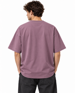T-shirt Oversize Unisexe en Coton Épais Couleur Mauve Poussiéreux, Épaules Tombantes, Style Streetwear, Vêtements Personnalisés en Gros - Product Image 5
