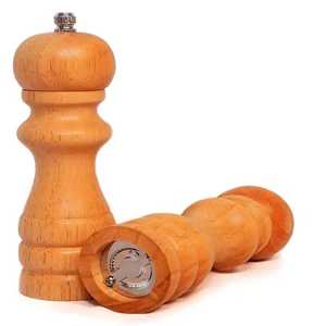 Silver Plated Metal <b>Salt</b> and Pepper Shakers with Carved Wood Handle Vintage Style Handheld Seasoning Dispenser Tableware - Product Image 3