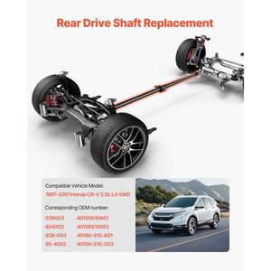 Albero di trasmissione posteriore compatibile per Honda CR-V 2.0L L4 4WD (1997-2001), lunghezza 83.0"-84.1" # 936-003 - Product Image 2