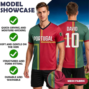 Maillot de football du Portugal pour homme, col rond, manches courtes, imprimé, nom et numéro personnalisés, sublimé, respirant, en polyester - Product Image 5