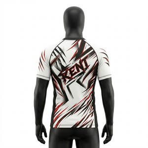 Camiseta de Compresión Rashguard Sublimada con Estampado de Poliéster y Spandex, para Entrenamiento de MMA BJJ No Gi, Elástica en Cuatro Direcciones, Logotipo Personalizado OEM - Product Image 4