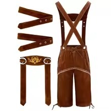 Conjunto de Disfraz Bávaro Alemán para Hombre, para Oktoberfest, Fiesta de Halloween, Festival de Cerveza, Traje Tradicional Alpino, Pantalones Cortos Sólidos para Eventos - Product Image 5