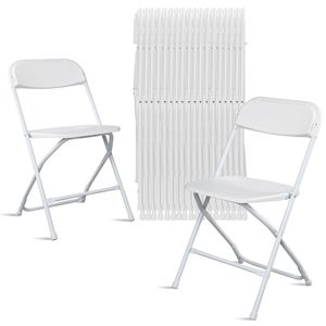 Set di 10 Sedie Pieghevoli Classiche da Giardino in Plastica Stampata a Iniezione, Colore Bianco - Product Image 3
