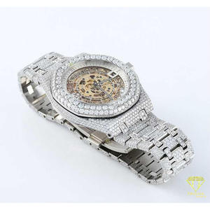 Montre squelette de luxe haute qualité entièrement sertie de diamants VVS cultivés en laboratoire, montre-bracelet automatique mécanique pour homme style Hip Hop - Product Image 3