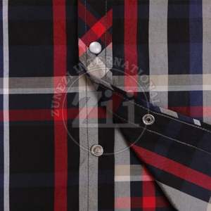 Chemise en flanelle à carreaux boutonnée, manches courtes, épaules tombantes, 100% coton, pour homme, couleur noire, style habillé - Product Image 4