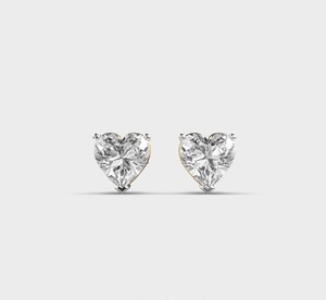 IGI Certified Heart Cut Lab Grown Diamond Stud <b>Earrings</b> 9K Rose / Yellow / White Gold Solitaire Heart Diamond <b>Earrings</b> - Product Image 1