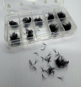 Extensions de cils en volume PBT doux, noirs mats, à base pointue, mixtes 5D 8D 0.07, 8-15mm, en éventails pré-faits, en gros - Product Image 1