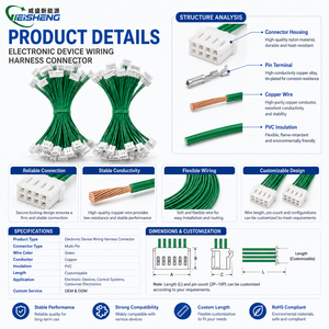 Faisceau de câblage vert à un seul conducteur de type JST 2 broches, pas de 2,0 mm, avec connecteurs mâles et femelles pour appareils électroniques - Product Image 3