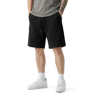 Shorts pour hommes à cordon de serrage, délavés à l'acide, respirants, pour l'été, avec design personnalisé OEM - Product Image 1