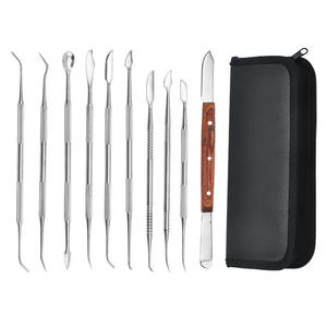 Kit professionnel de 10 outils de sculpture sur cire en acier inoxydable avec étui à fermeture éclair - Product Image 1