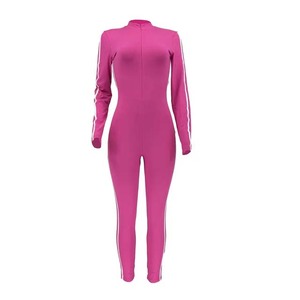 Combinaison de yoga pour femme, taille haute, col polo, manches longues, respirante, avec fermeture éclair personnalisée, brodée, imprimée, en nylon et élasthanne, décontractée - Product Image 1