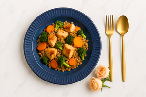 Luxury Stoneware Pasta & Salad <b>Plate</b> Premium Blue Fluted <b>Ceramic</b> Pasta <b>Plate</b> Stoneware Wide Rim Dinner Bowl - Product Image 2