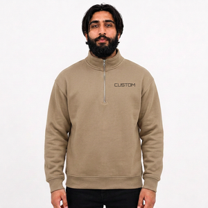 Sweat-shirt en coton personnalisé à col zippé, sweat-shirt en molleton, sweat-shirt en gros pour les détaillants de vêtements aux États-Unis - Product Image 5