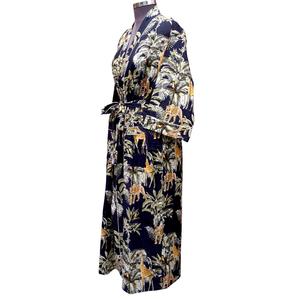 Kimono de Algodón para Mujer, Cuello en V, Cierre con Cinturón, Largo Completo, Suave y Transpirable, Estampado, para Playa o Hotel - Product Image 2