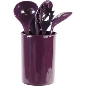 Set di 6 Utensili da Cucina Resistenti al Calore con Portautensili, Senza BPA, Spatola, Cucchiaio Forato, Mestolo, Utensili per Uso su Piano di Lavoro - Product Image 1