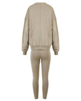 Ensemble de survêtement 2 pièces décontracté pour femme, sweat-shirt oversize à col rond avec poches, en molleton anti-boulochage, idéal pour le printemps