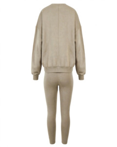 Ensemble de survêtement 2 pièces décontracté pour femme, sweat-shirt oversize à col rond avec poches, en molleton anti-boulochage, idéal pour le printemps - Product Image 5