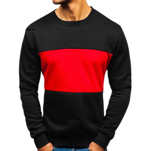 <b>Men's</b> Color Blocking Crew Neck Pullover <b>Sweatshirt</b> Regular Fit Knitted Polyester Autumn Casual Long Sleeve <b>Red</b> Gray Black - Product Image 4
