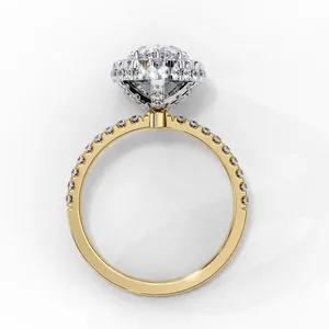 Bague en diamant de laboratoire éclatant, sertie d'un diamant central de 2 carats, de pierres latérales de 0,72 carats et en or massif 10K, 14K, 18K - Product Image 2
