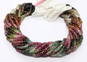 Cuentas facetadas de turmalina natural multicolor de 4-5 mm, cuentas de turmalina sandía para la fabricación de joyería al por mayor. - Product Image 5