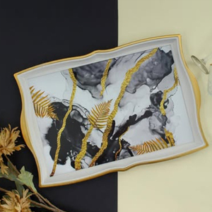 Décoration d'intérieur, vaisselle réutilisable, artisanat moderne en métal, plat de service de luxe classique en forme de feuille - Product Image 2