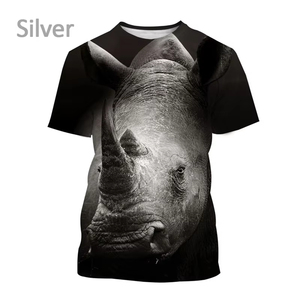Unique Design 3D Printed Rhinoceros T Shirt For <b>Men</b> Funny <b>Animal</b> Pattern Tees Summer Casual Personality High Quality Custom Logo - Product Image 1