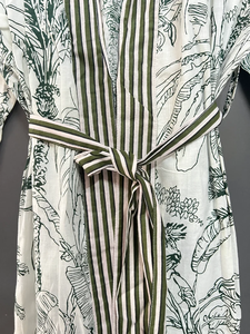 Bata Kimono de Algodón 100% Tejido para Mujer con Estampado Digital de Dibujos Animados, Camisón de Verano Hecho a Mano ODM con Cuello en V y Cintura Elástica de Longitud Completa - Product Image 4