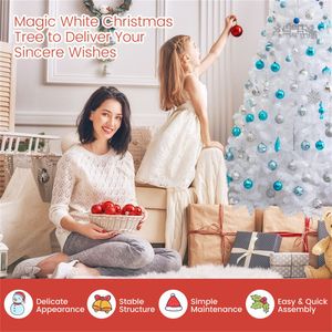 Albero di Natale Bianco di Lusso 2,1 Metri, Alta Qualità in Carta PET, Realistico e Grande per Decorazioni Esterne e Interne, Personalizzabile per le Festività - Product Image 4