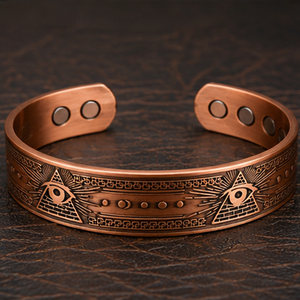 Luxury Embossed Masonic <b>Compass</b> Motif Magnetic Pure Copper Bangle Metal Jewelry Exquisite Craftsmanship - Product Image 1