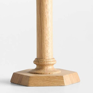 Candelabro de madera natural con diseño de columna torneada y base hexagonal para decoración rústica de mesa - Product Image 4