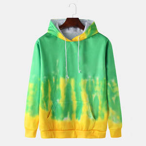 Sudadera con Capucha Premium para Hombre, Sublimada y Bordada, para Invierno |   Diseño artístico de tie-dye en verde neón y amarillo |   Gimnasio Deportivo Profesional - Product Image 1