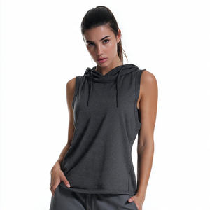 Sudadera sin mangas para mujer al por mayor, top deportivo de otoño para gimnasio, 100% algodón transpirable con logo frontal - Product Image 3