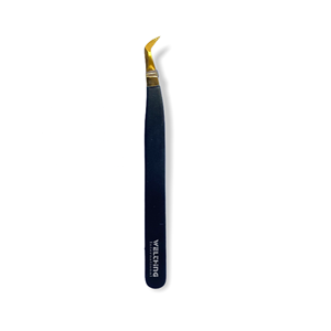 แหนบปริมาณ45องศาในสีดำด้านกับเคล็ดลับทองสำหรับการต่อขนตา3D-8D - Product Image 4