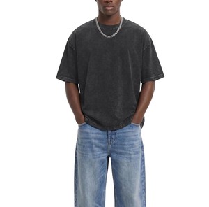 Camiseta Larga de Manga Corta con Cuello Redondo para Hombre, Estilo Urbano, Lavado Ácido, 100% Algodón, de Secado Rápido, Colección 2026 Harry Johnson Production - Product Image 3