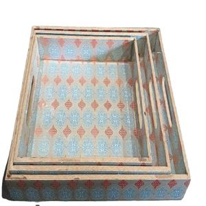 Prix de gros plateaux en MDF impression multicolore plateau en MDF ensemble de trois pour servir la maison hôtel décor de table - Product Image 6